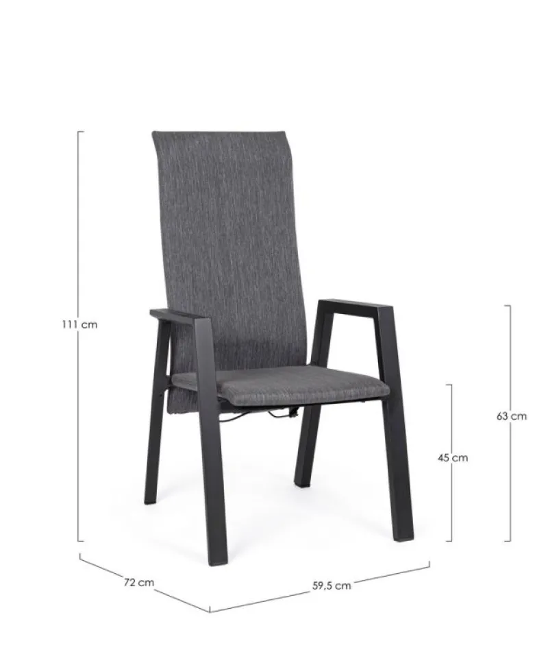Bizzotto SEDIA RECLINABILE IN ALLUMINIO ANTRACITE JX55 - ETHAN