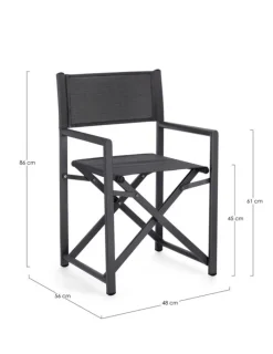 Discount Bizzotto SEDIA REGISTA IN ALLUMINIO GRIGIO SCURO - TAYLOR