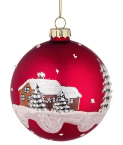 Discount Bizzotto SET 6 SFERE DI VETRO VILLAGE ROSSO D80