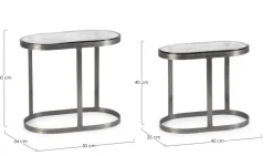 Hot Bizzotto SET 2 TAVOLINI OVALI FINITURA NICKLE - ZAYLA