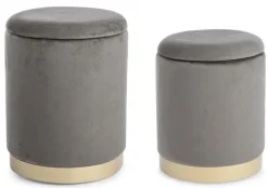 Sale Bizzotto SET2 POUF CONTENITORE GRIGIO - POLINA