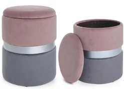 Sale Bizzotto SET2 POUF CONTENITORE ROSA GRIGIO - POLINA
