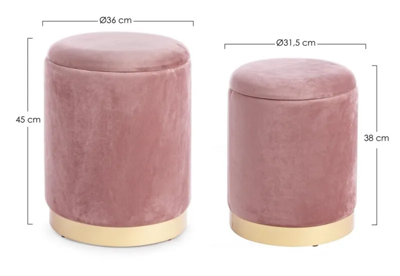 Clearance Bizzotto SET2 POUF CONTENITORE ROSA ANTICO - POLINA