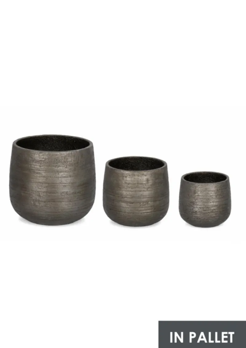 Outlet Bizzotto SET3 P.VASO EMEI BASSO GRIGIO