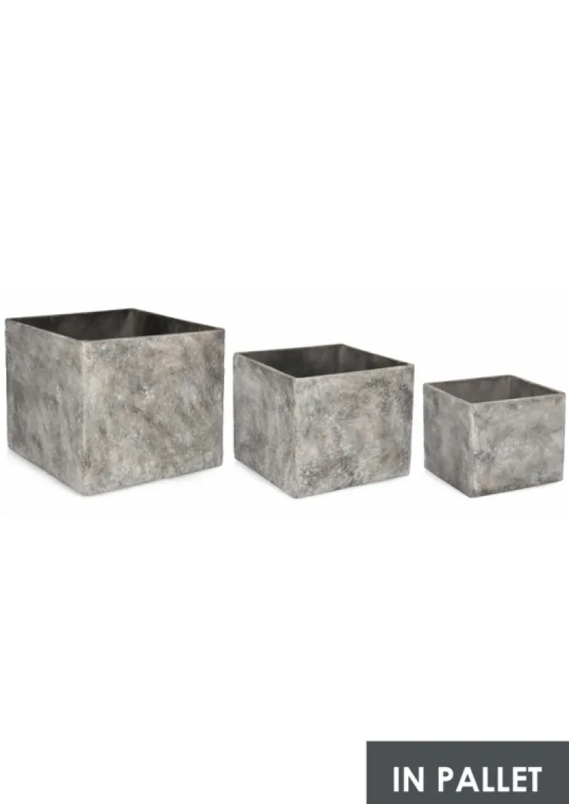Outlet Bizzotto SET3 P.VASO MEILI QUADRATO ALTO GRIGIO