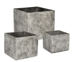 Outlet Bizzotto SET3 P.VASO MEILI QUADRATO ALTO GRIGIO