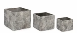 Discount Bizzotto SET3 P.VASO MEILI QUADRATO BASSO GRIGIO