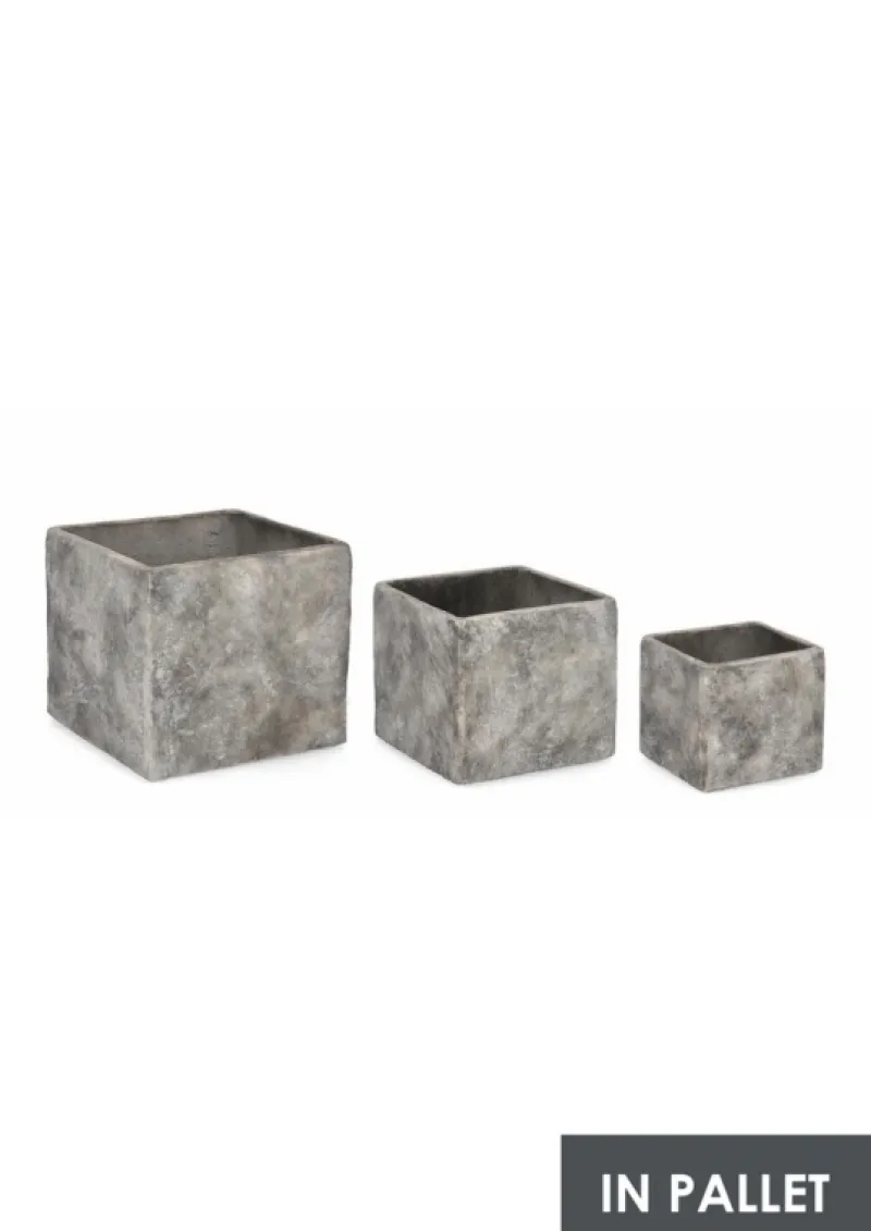Discount Bizzotto SET3 P.VASO MEILI QUADRATO BASSO GRIGIO