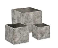 Discount Bizzotto SET3 P.VASO MEILI QUADRATO BASSO GRIGIO