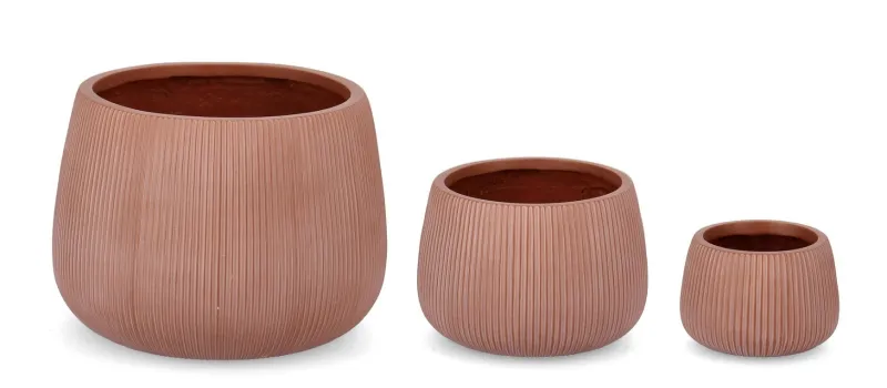 Discount Bizzotto SET3 P.VASO RIBBED BOMB TERRACOTTA ALTO
