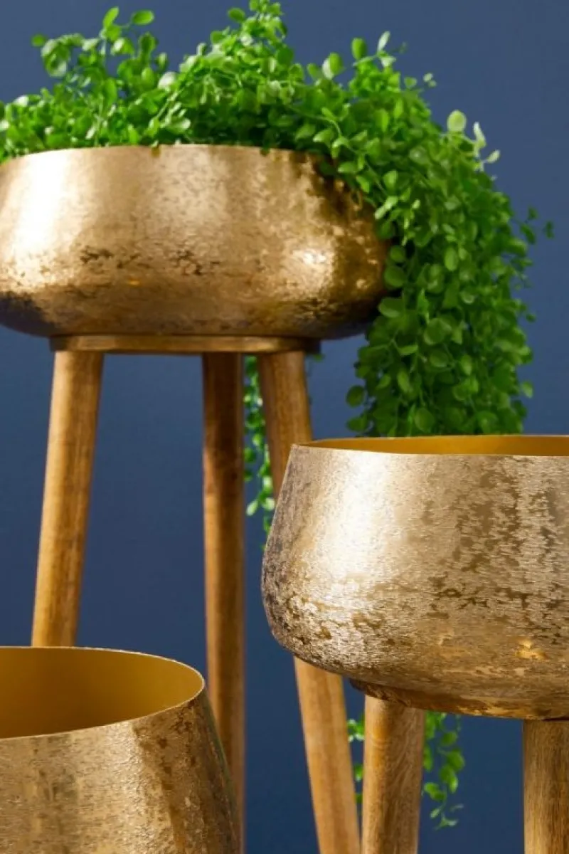 Outlet Bizzotto SET3 P.VASO VARANASI TREPPIEDE TO ORO