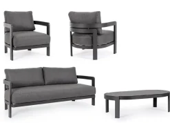 Best Bizzotto SET4 SALOTTO IN CORDA PER ESTERNO ANTRACITE WG21 - PRESLEY