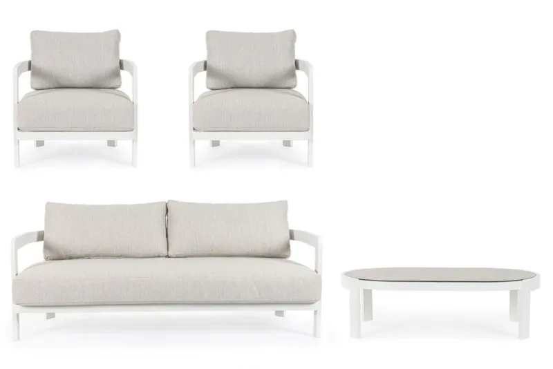 Sale Bizzotto SET4 SALOTTO IN CORDA PER ESTERNO BIANCO WG20 - PRESLEY