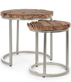 Clearance Bizzotto SET2 TAVOLINI ALTI IN LEGNO RICICLATO - RAFTER