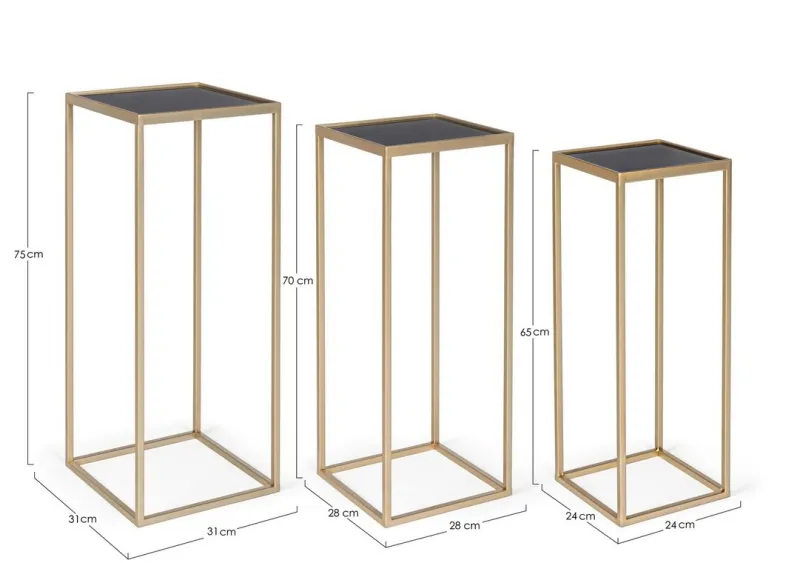Bizzotto SET3 TAVOLINI IN ACCIAIO COLOR ORO - NUCLEOS