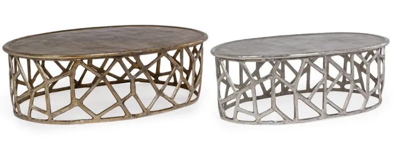 Clearance Bizzotto SET2 TAVOLINI IN ALLUMINIO - ZAHID