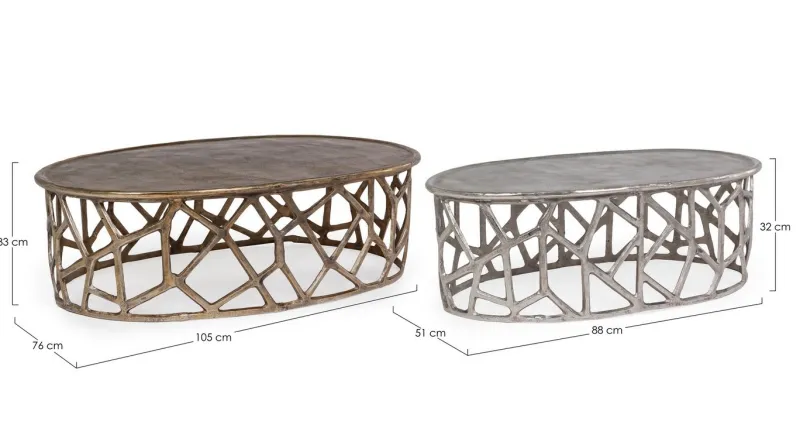 Clearance Bizzotto SET2 TAVOLINI IN ALLUMINIO - ZAHID