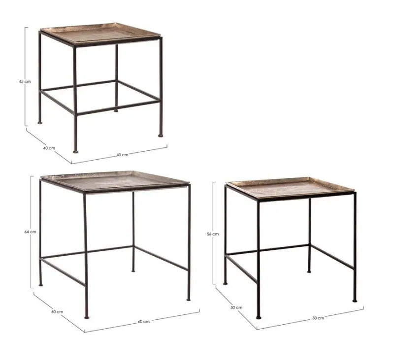 Bizzotto SET3 TAVOLINI IN ALLUMINIO - AMIRA