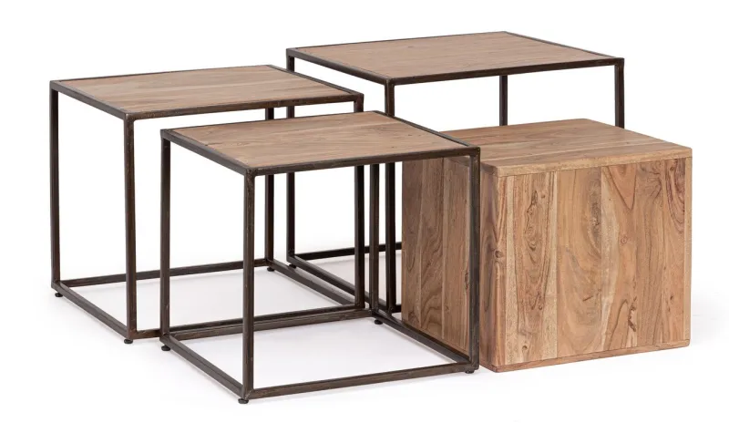 Clearance Bizzotto SET4 TAVOLINI IN LEGNO - JANAK
