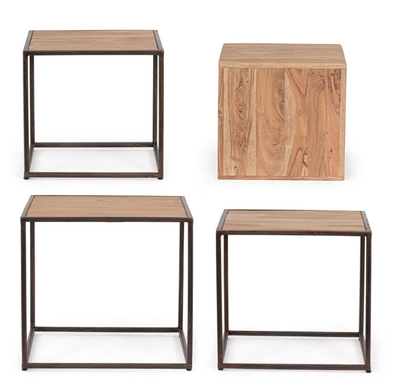 Clearance Bizzotto SET4 TAVOLINI IN LEGNO - JANAK