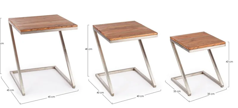 Clearance Bizzotto SET3 TAVOLINI IN LEGNO - OSBERT