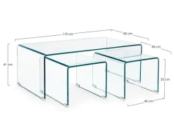 Bizzotto SET3 TAVOLINI IN VETRO -IRIDE