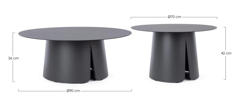 Outlet Bizzotto SET2 TAVOLINO BRYAN D70+90 ANTR JX55