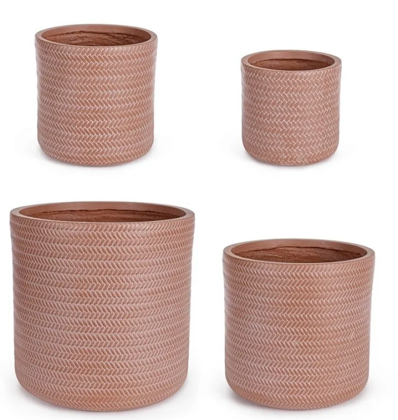 Discount Bizzotto SET4 VASO TRESSAGE CIL TERRACOTTA