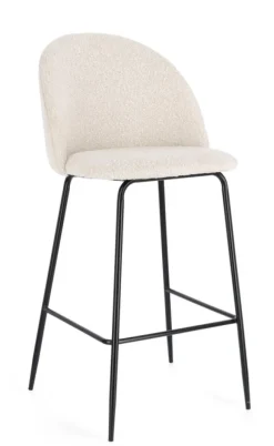Outlet Bizzotto SGABELLO BAR EFFETTO BOUCLE' NERO/AVORIO - CARRY