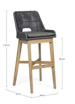 New Bizzotto SGABELLO BAR IN CORDA PER ESTERNO COLOR ARDESIA - HESPERIA