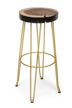 New Bizzotto SGABELLO IN LEGNO COLOR ORO - RAKEL