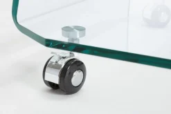 Outlet Bizzotto TAVOLINO CON RUOTE QUADRATO IN VETRO - IRIDE