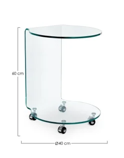 Bizzotto TAVOLINO CON RUOTE ROTONDO IN VETRO - IRIDE