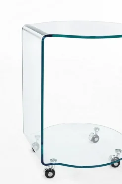 Bizzotto TAVOLINO CON RUOTE ROTONDO IN VETRO - IRIDE