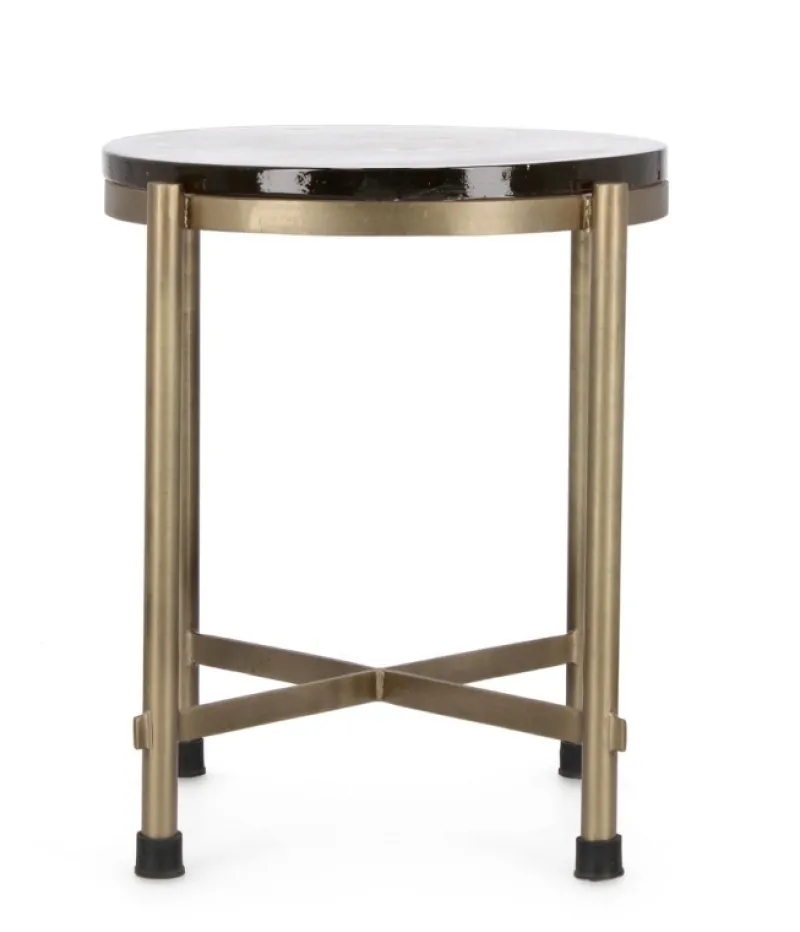 Outlet Bizzotto TAVOLINO IN ACCIAO FINITURA OTTONE H50 - ZAYLA