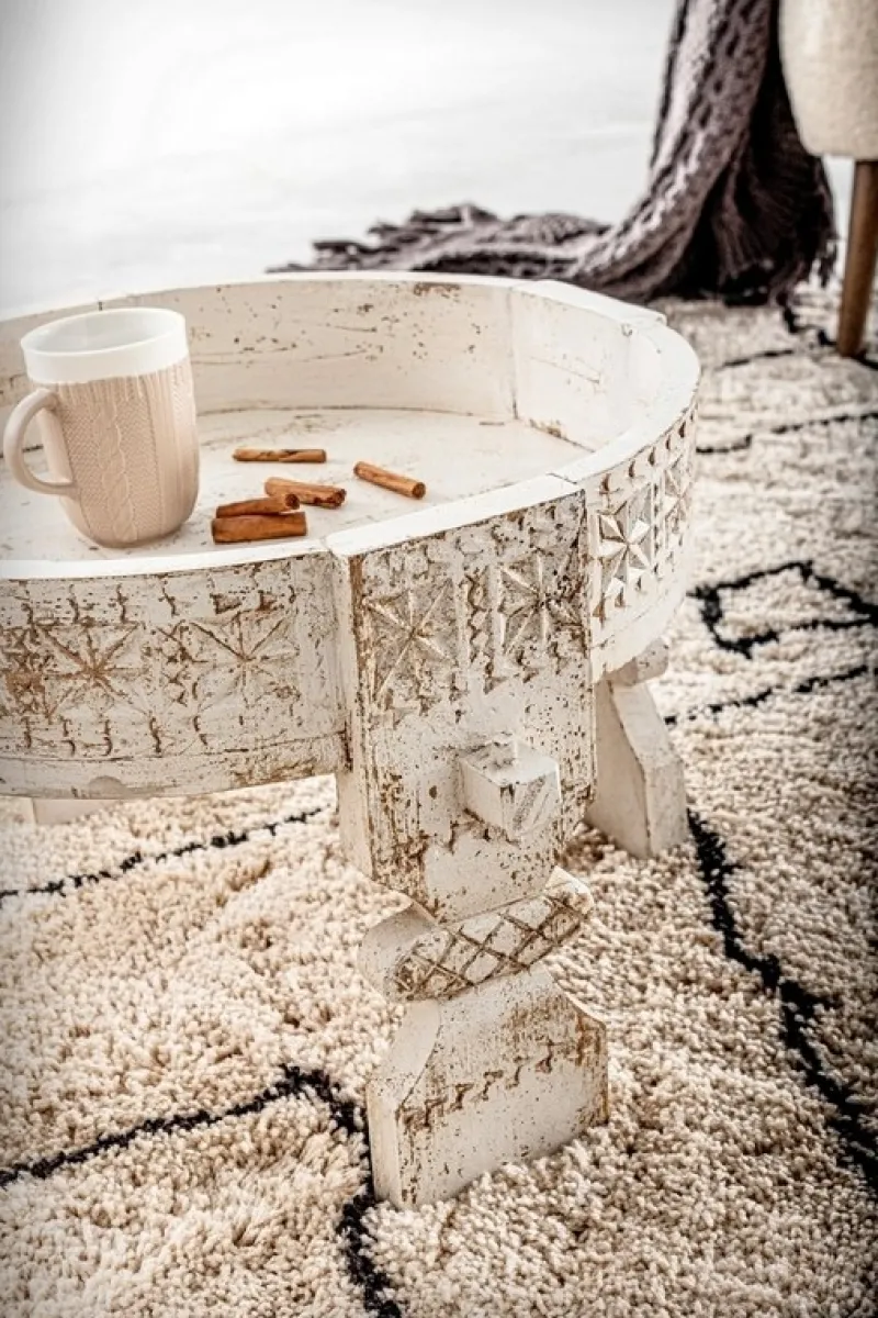 Outlet Bizzotto TAVOLINO IN LEGNO D50 BIANCO - YASIR