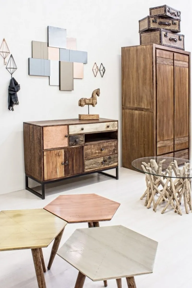 Best Bizzotto TAVOLINO ROTONDO IN TEAK CON RIPIANO IN VETRO - SAMIRA