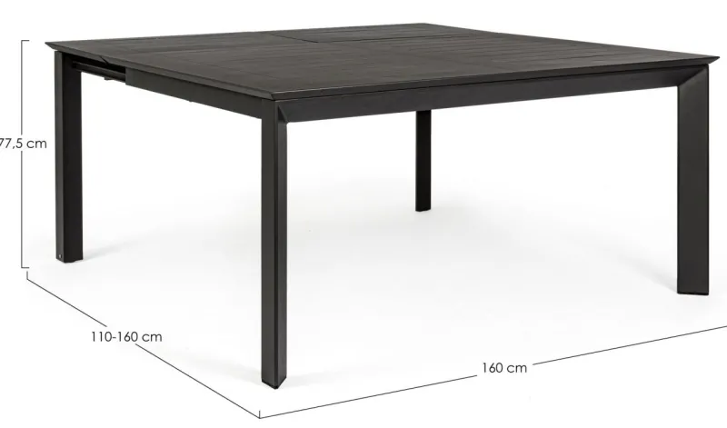 Outlet Bizzotto TAVOLO IN ALLUMINIO 110/160X160 ANTRACITE CX23 - KONNOR