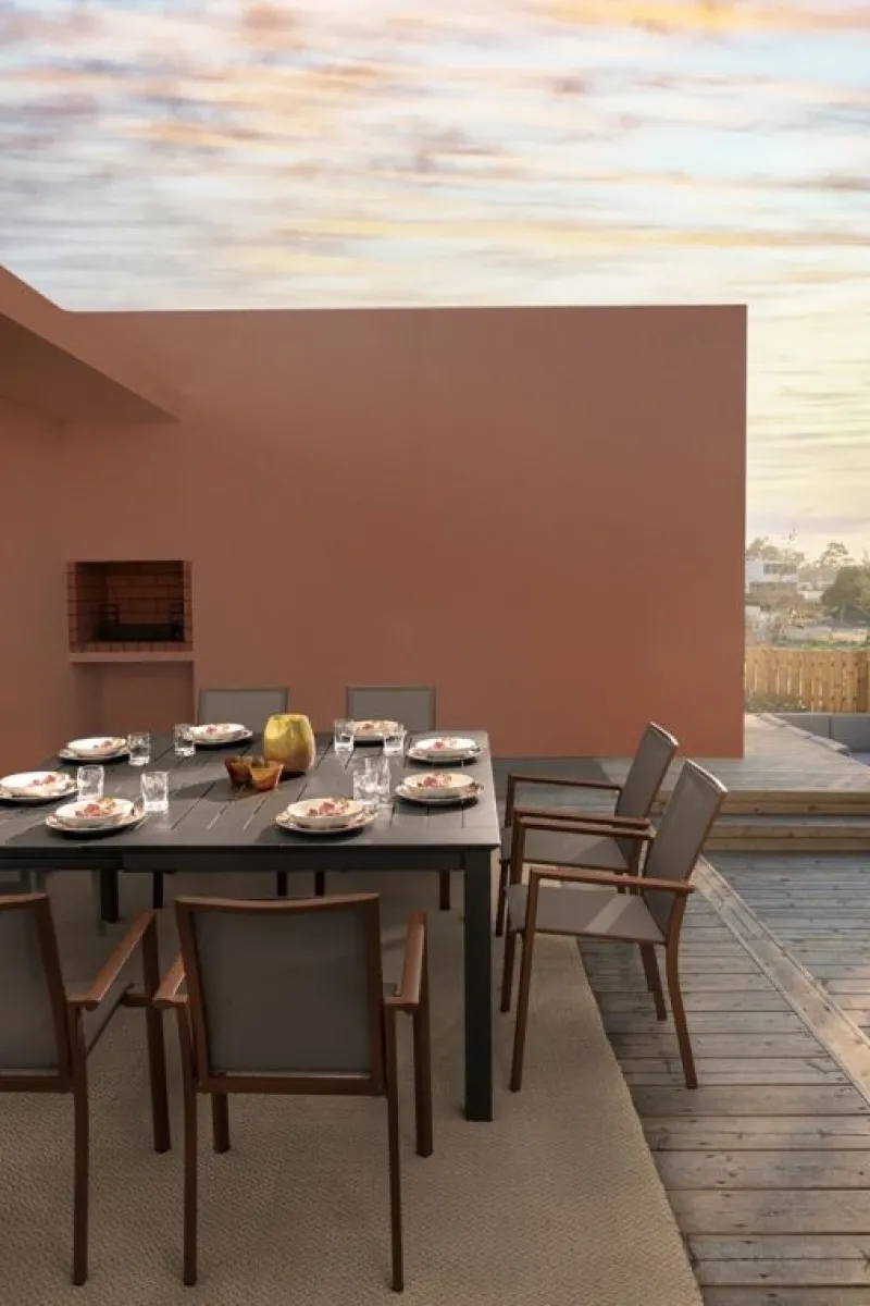 Outlet Bizzotto TAVOLO IN ALLUMINIO 110/160X160 ANTRACITE CX23 - KONNOR