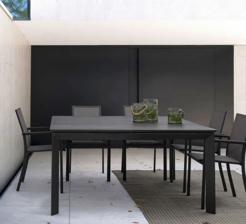 Outlet Bizzotto TAVOLO IN ALLUMINIO 110/160X160 ANTRACITE CX23 - KONNOR