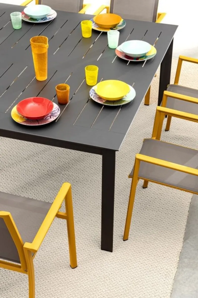Outlet Bizzotto TAVOLO IN ALLUMINIO 110/160X160 ANTRACITE CX23 - KONNOR