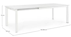 Hot Bizzotto TAVOLO IN ALLUMINIO 160/240X100 BIANCO CX21 - KONNOR