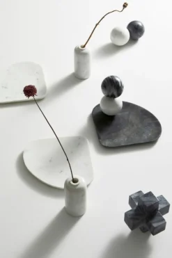 Online Bizzotto VASSOIO DECORAT KANDY MARMO GRIGIO 30X26